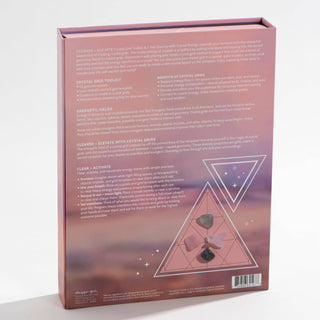 Back of a box with a pink background.