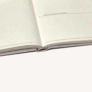 The Therapy Journal is written on the open book.