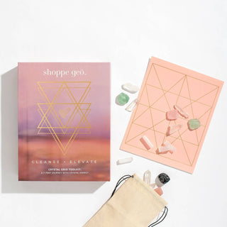 A crystal guide book and bag, essential tools for crystal enthusiasts.