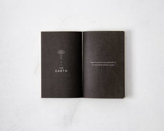 A black notebook with the word 'earth' written on it, symbolizing the importance of our planet.