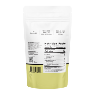"Nutrition label for balance gummies bag: serving size, calories, protein content, ingredients, and other nutritional information."