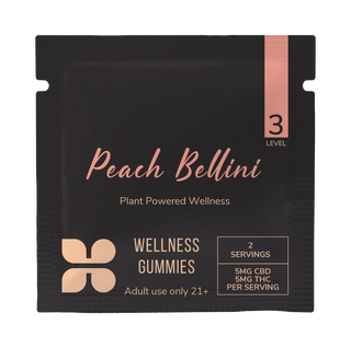 Peach bellini plant-powered wellness gummies - a delicious and healthy treat made with natural ingredients.