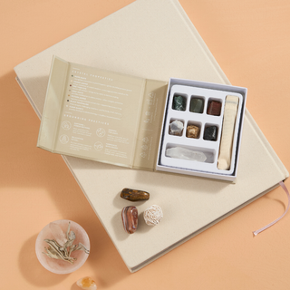 A book with a box of stones and a small box of stones, showcasing the beauty of nature's treasures.
