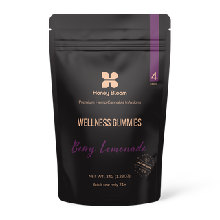 A bag of purple lemonade wellness gummies, a tasty and refreshing treat for promoting well-being.