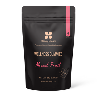 Vibrant fruit wellness gummies designed to enhance mood and promote wellness.