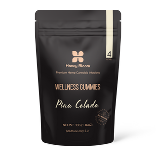 Delicious pina colada wellness gummies, a tropical twist for a flavorful and soothing experience.