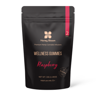 A close-up image of wellness gummies in raspberry flavor, perfect for a tasty and healthy treat.
