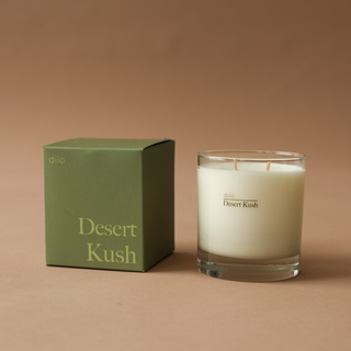 A desert kush candle, featuring a warm, earthy scent perfect for creating a cozy atmosphere at home.