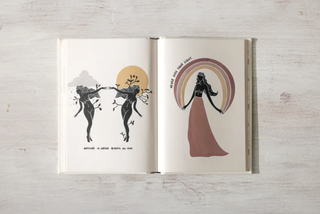 A book featuring colorful illustrations of two women joyfully dancing together.