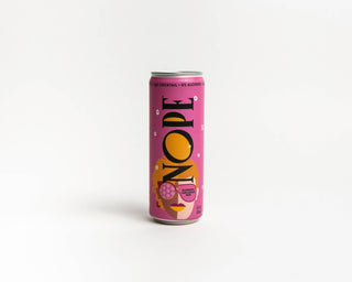 A can of Inope soda on a white background. Refreshing carbonated beverage in a sleek container.